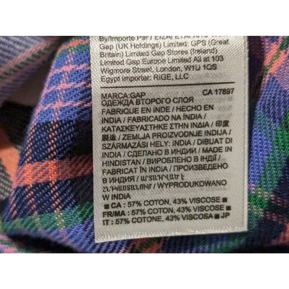 GAP plaid purple long sleeve button up women shirt blouse size M - Picture 8 of 8